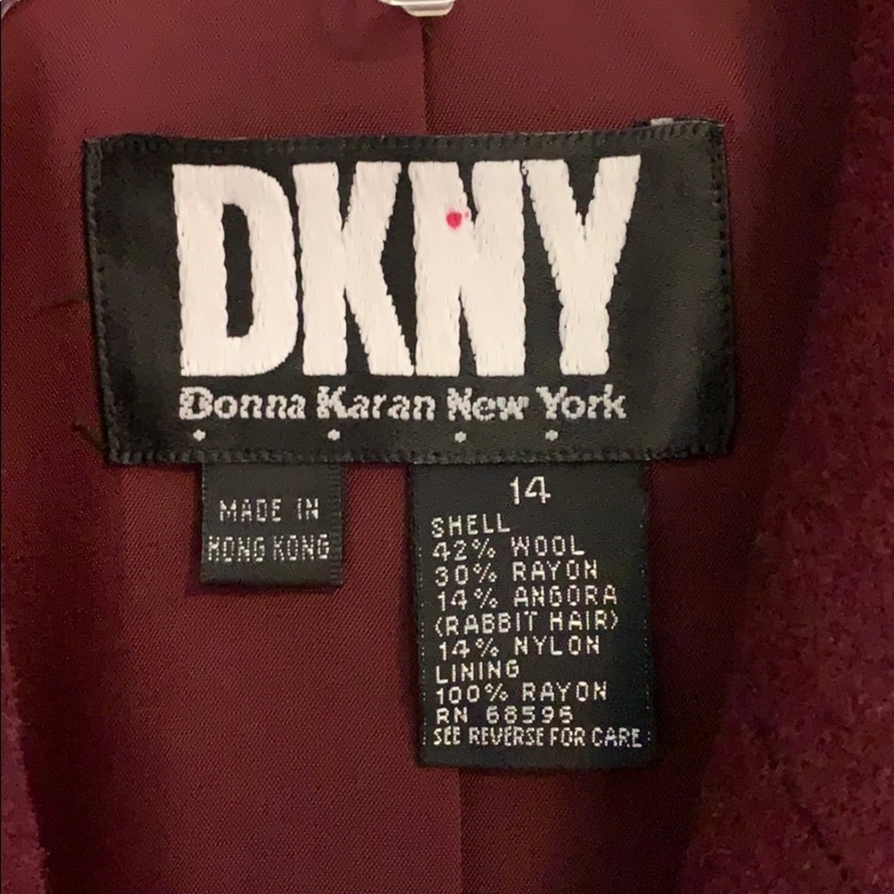 DKNY Vintage Maroon Wool Blend Long Blazer Size 14 - Picture 2 of 13